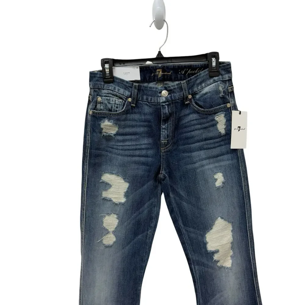 NWT 7 For All Mankind A Pocket Flare‎ Distressed Jeans Women’s Size 28